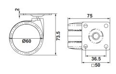 Hafele ELGA Plakalı Frensiz Tekerlek Antrasit/Siyah Ø60x74mm
