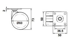 Hafele OFFICE Tekerlek,plk,f.siz,siyah,Ø60x74mm