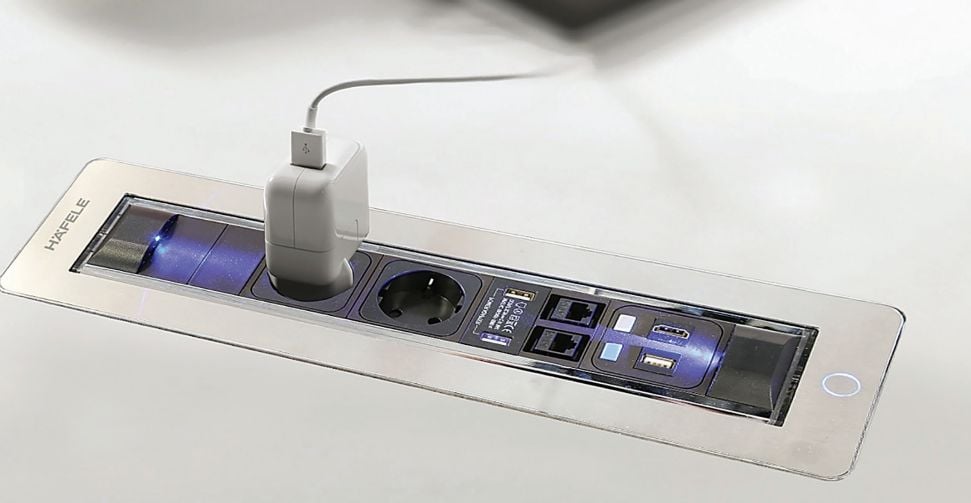 Hafele VTURN 1 HDMI/1 RJ45/1USB-A&C Paslanmaz Çelik Renkli