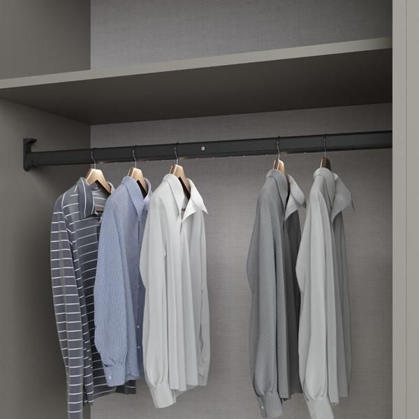 Hafele DRESS LINE Işıklı Askı Borusu Pilli 500-590mm Siyah