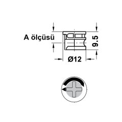 Hafele Minifix Faturasız Gövde 15/18mm (100 Adet), Siyah