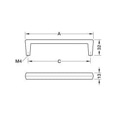 Hafele H2585 Kulp Parlak Krom 128mm