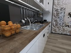 Ahsap Tezgah, Meşe, Masif Tezgah 150 CM - Bourbon