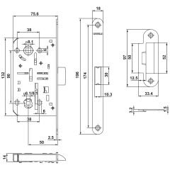 Hafele H50.08 Banyo Tipi (WC) Dilden Kilit Mat Siyah 50/18/90mm