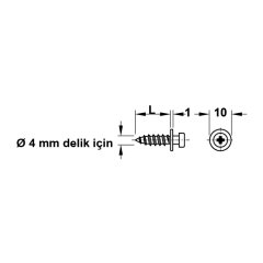 Hafele Modular Raf Bağlantı Vidası 4/16mm (100 Adet)