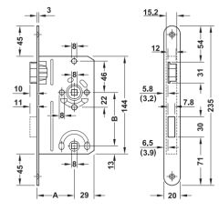 Hafele H55.10 Banyo Tipi WC Gömme Kilit Paslanmaz Çelik Mat 55/20/78mm DIN Sol