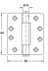 Hafele Yaprak Menteşe Paslanmaz Çelik 316 Mat 102x89x3mm