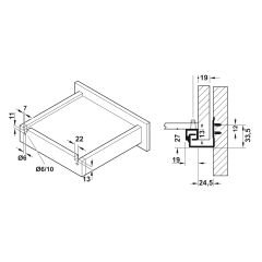 Hafele Pow, Tek Açılım Yavaşlatıcılı Gizli Ray 450mm
