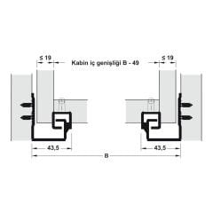 Hafele Pow, Tek Açılım Yavaşlatıcılı Gizli Ray 450mm